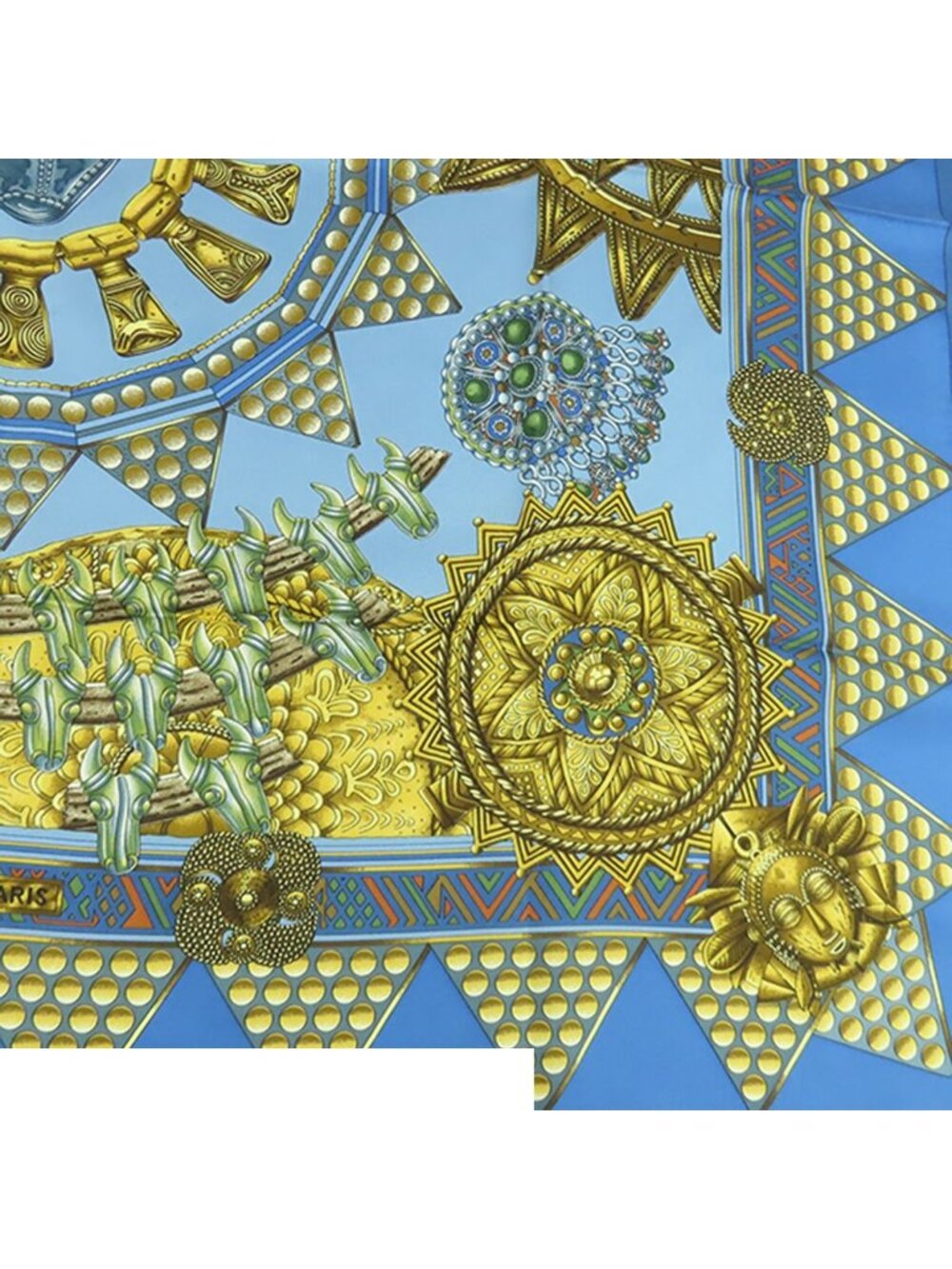 Hermes Carre 90 Blue Gold Silk L'or Des Chefs Scarf - Picture 4 of 9